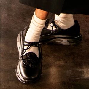 Hoka Black Leather Lace-Up Platform Loafers